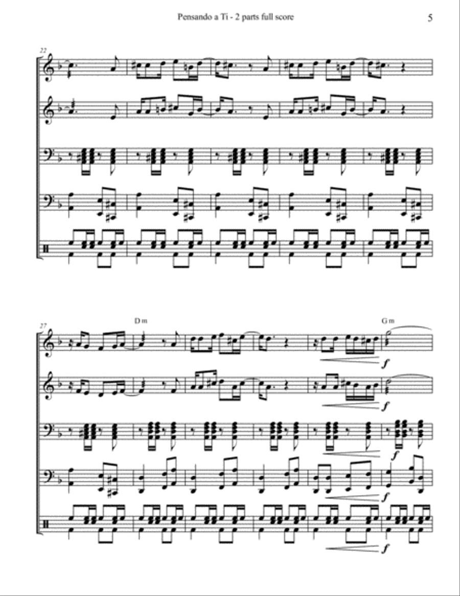 Pensando a Ti Marimba Ensemble Percussion Ensemble scores gallery preview page 5