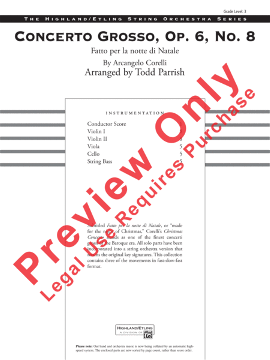 Concerto Grosso, Opus 6, No. 8 String Orchestra scores gallery preview page 22