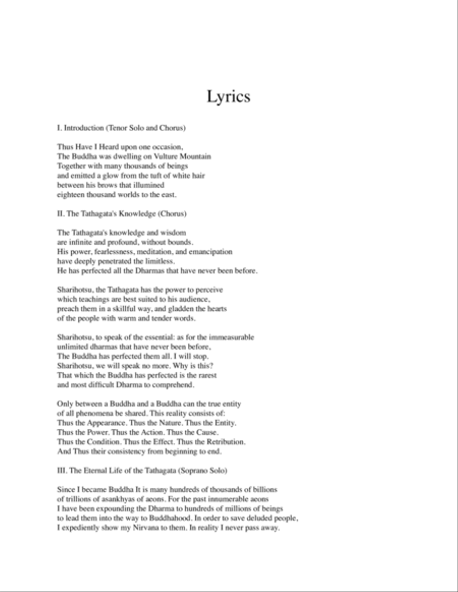 FLOWER of the DHARMA: A Cantata for Chorus SATB, Piano and Percussion 4-Part scores gallery preview page 2