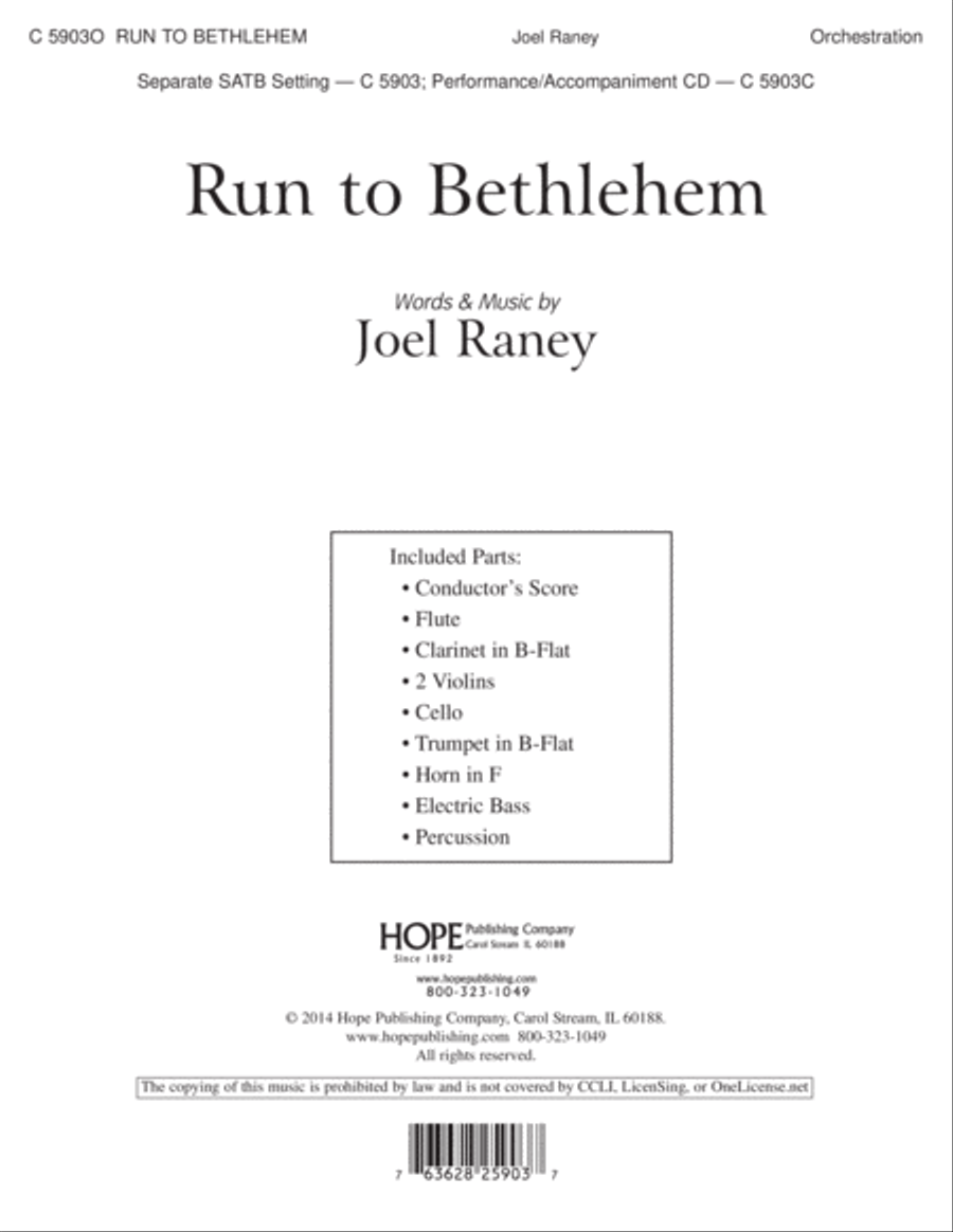 Run to Bethlehem Run to Bethlehem Orchestra scores gallery preview page 1