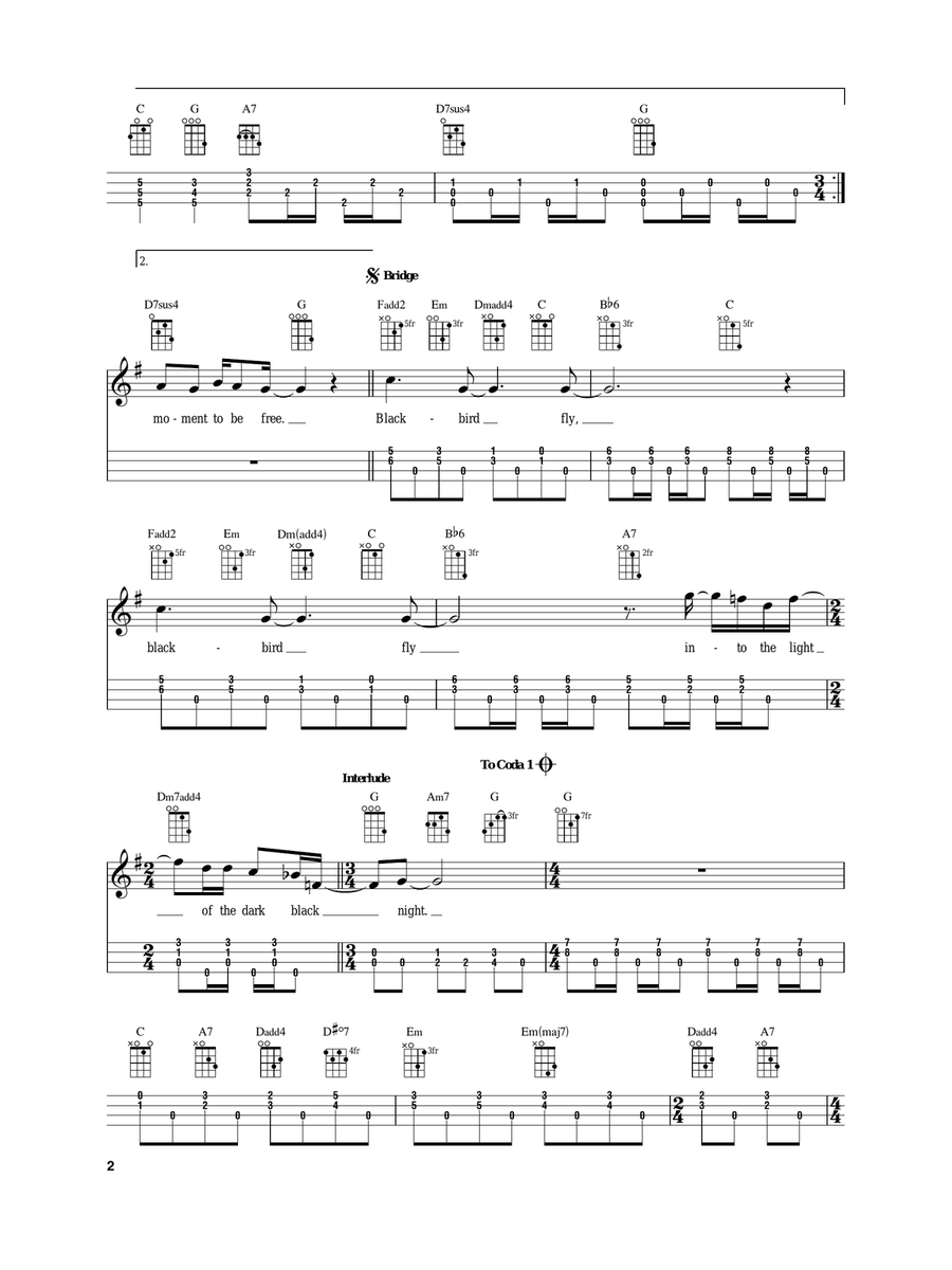 Blackbird Baritone Ukulele scores gallery preview page 2