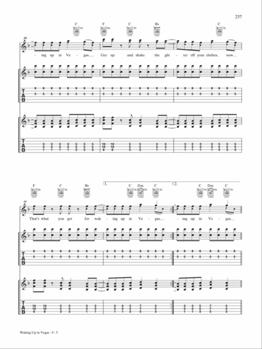 Waking Up in Vegas Guitar Tablature scores gallery preview page 5