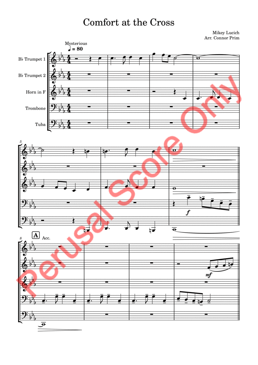 Comfort at the Cross Brass Ensemble scores gallery preview page 1