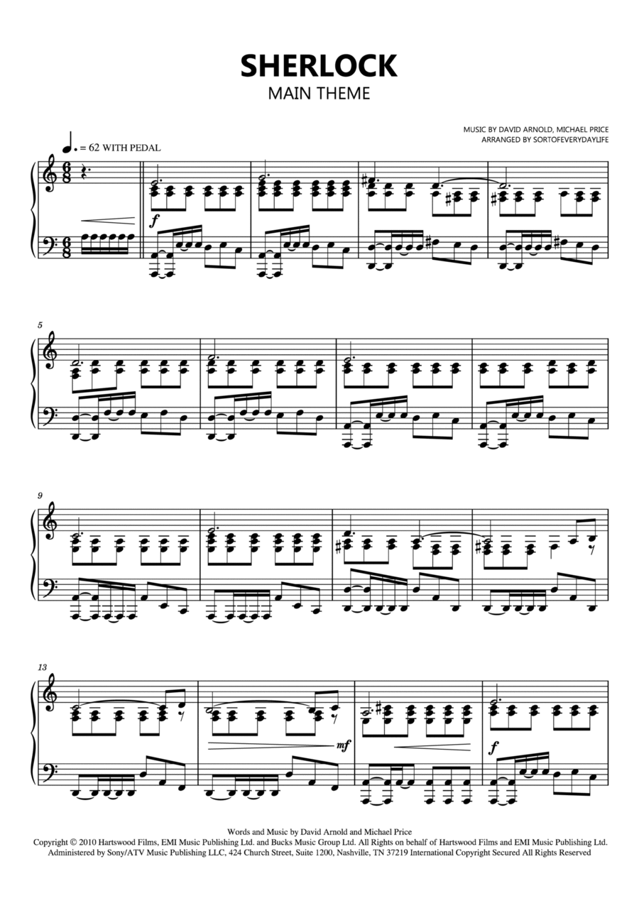 Sherlock (main Theme) Piano Solo scores gallery preview page 1