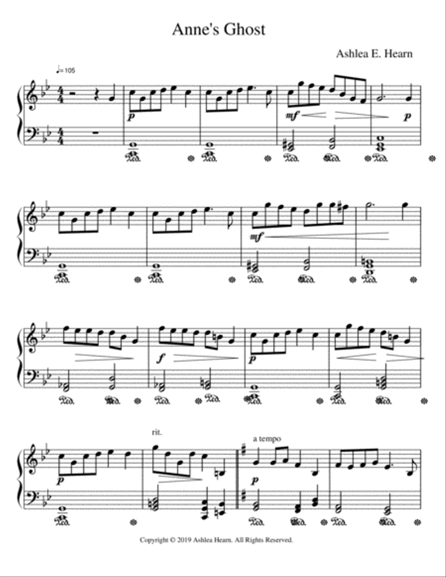 Anne's Ghost Anne's Ghost Piano Solo scores gallery preview page 1