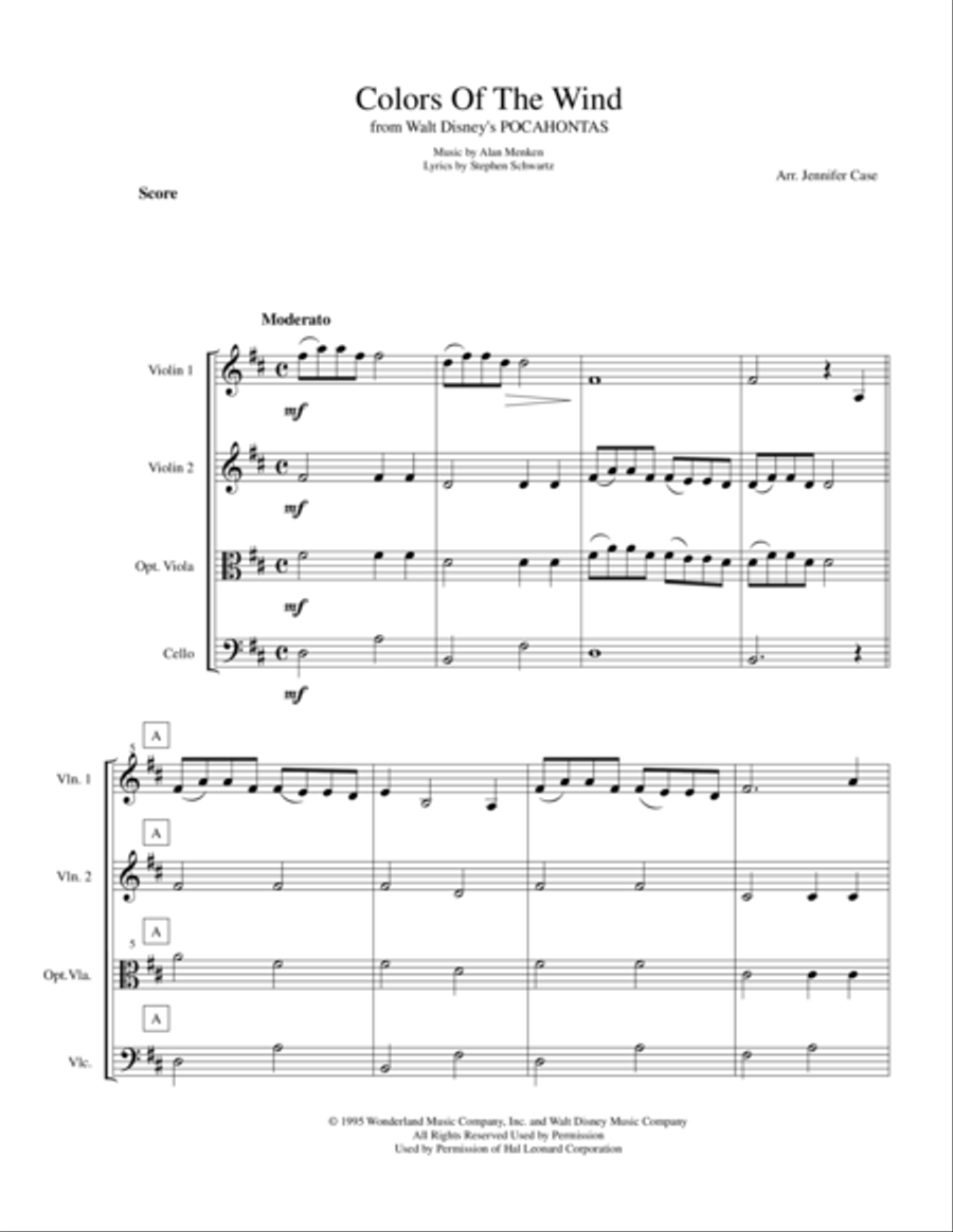 Colors Of The Wind String Trio scores gallery preview page 1