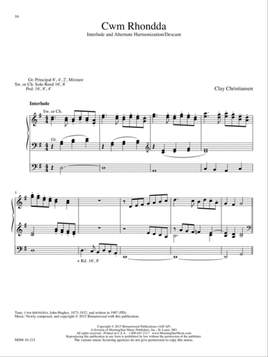 Cwm Rhondda Organ scores gallery preview page 1