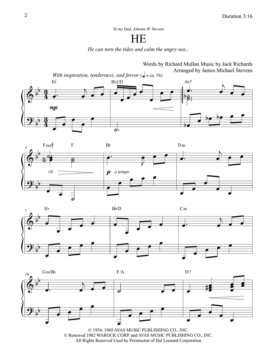 He Piano Solo scores gallery preview page 2