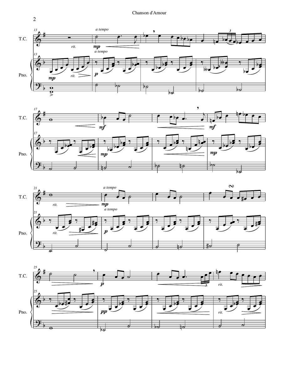 Chanson d'Amour Tenor Saxophone scores gallery preview page 2