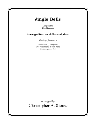Book cover for Jingle Bells, for two violins and piano