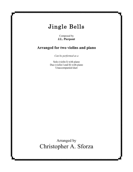Jingle Bells, for two violins and piano image number null