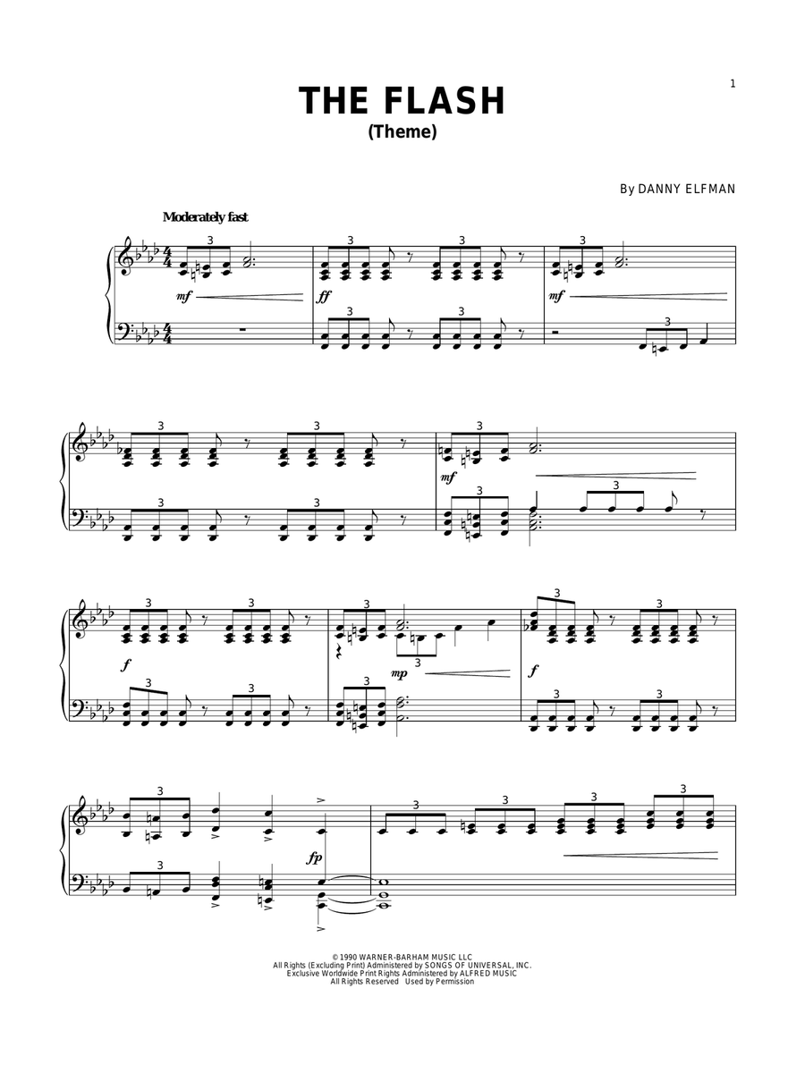 Theme From The Flash Theme From The Flash Piano Solo scores gallery preview page 1