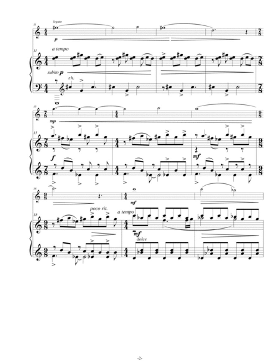 Song for Flute (or Violin) and Piano - Opus 17 Small Ensemble scores gallery preview page 4