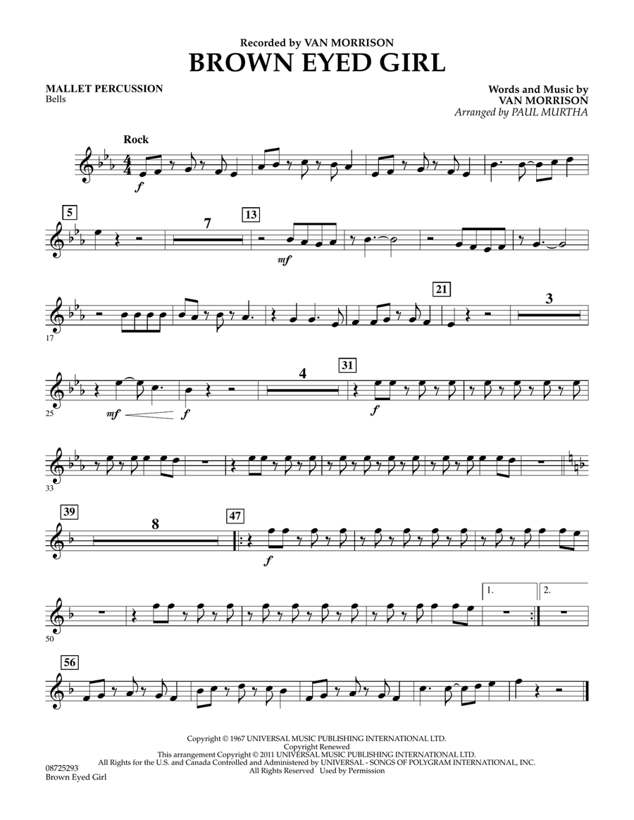 Brown Eyed Girl - Mallet Percussion Concert Band scores gallery preview page 1