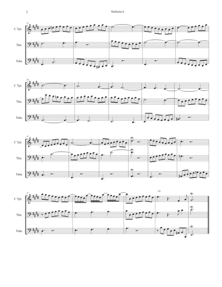 sinfonia 6, J. S. Bach, adapted for C trumpet, Trombone, and Tuba image number null