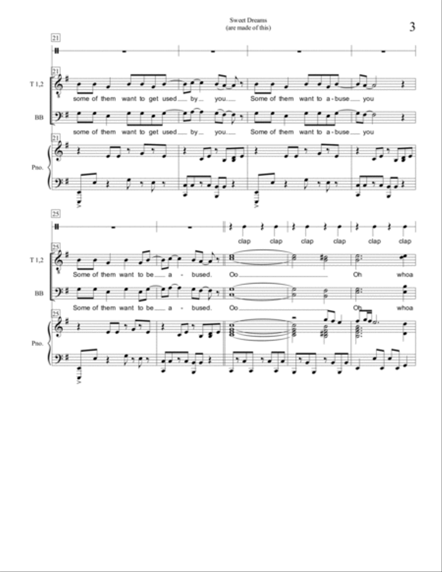 Sweet Dreams (are Made Of This) Sweet Dreams (are Made Of This) TTBB scores gallery preview page 3