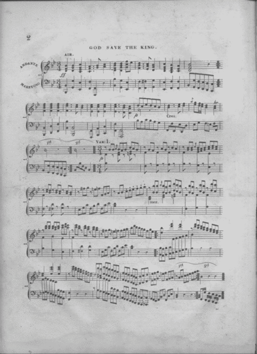God Save the King with Variations taken from Dussek's Second Sonata, Op. 1 Voice scores gallery preview page 2