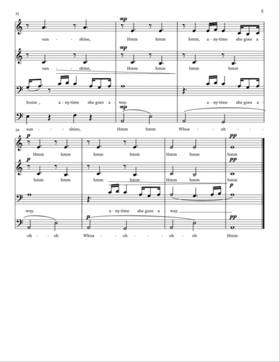 Ain't No Sunshine 4-Part scores gallery preview page 5