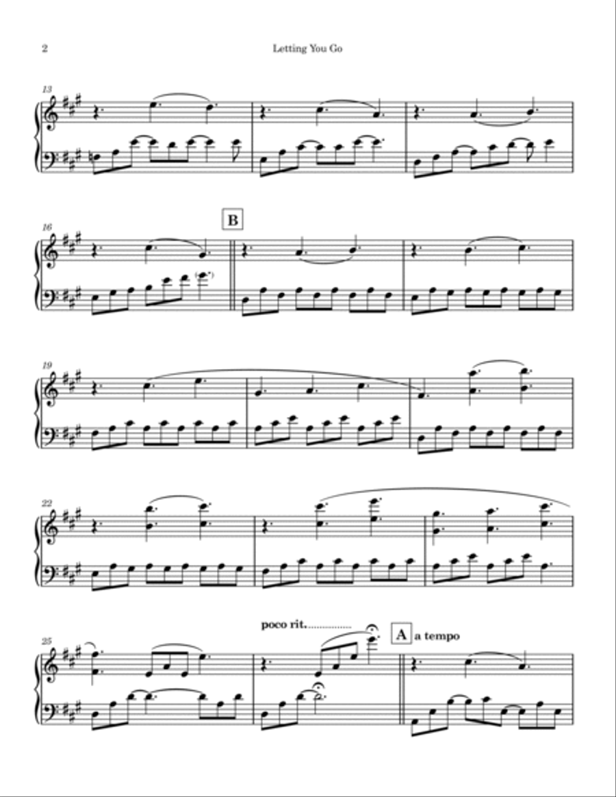 Letting You Go Letting You Go Piano Solo scores gallery preview page 2