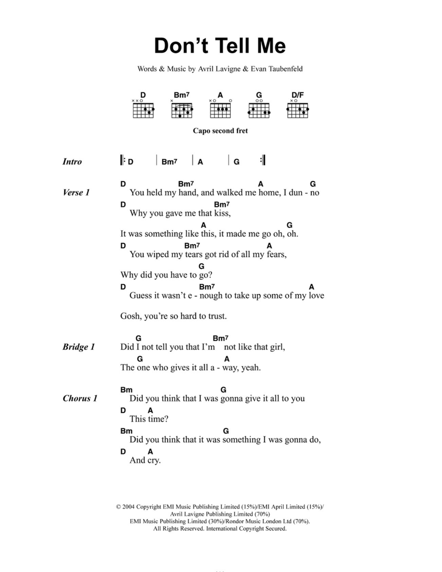 Don't Tell Me Acoustic Guitar scores gallery preview page 1