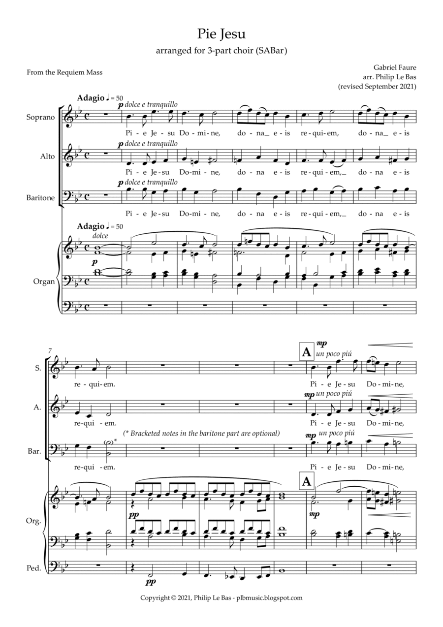 Pie Jesu Pie Jesu 3-Part scores gallery preview page 1