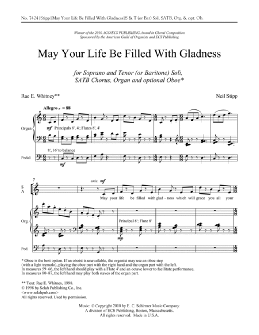 May Your Life Be Filled With Gladness 4-Part scores gallery preview page 6