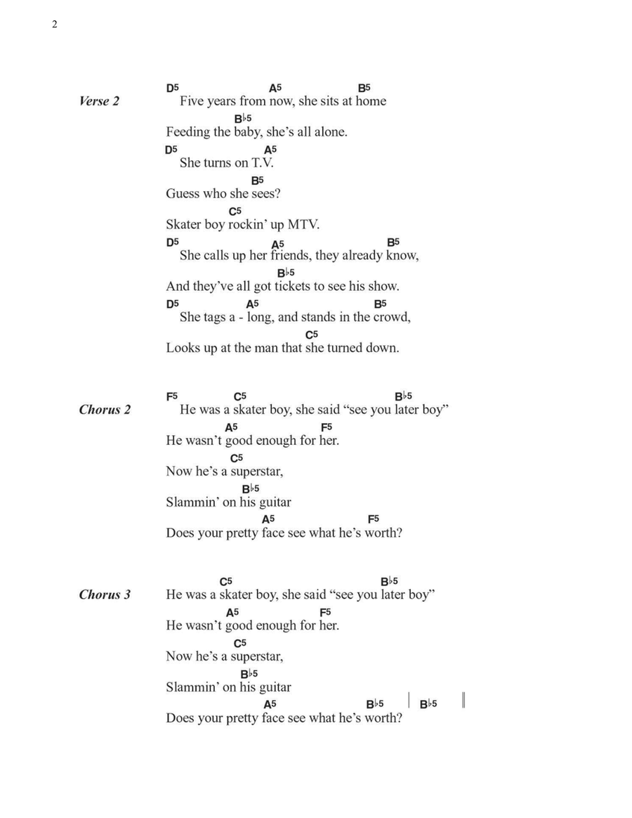 Sk8er Boi Sk8er Boi Acoustic Guitar scores gallery preview page 2