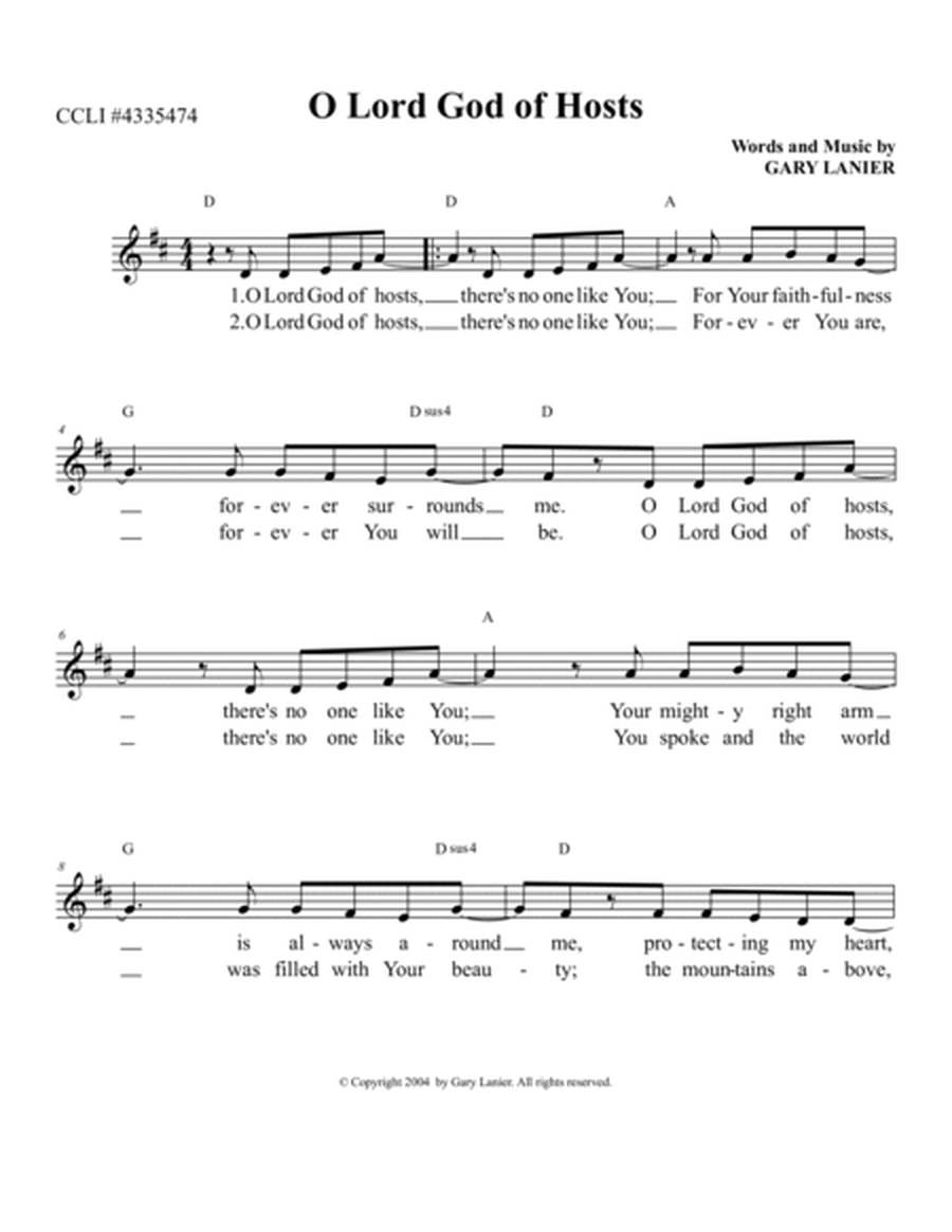 O LORD GOD OF HOSTS with HOLY, HOLY - Praise Lead Sheets (Includes Melody, Lyrics & Chords) image number null