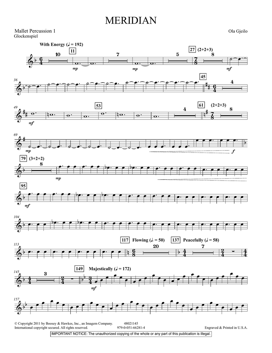 Meridian - Mallet Percussion 1 Concert Band scores gallery preview page 1