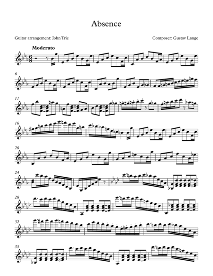Absence Acoustic Guitar scores gallery preview page 1