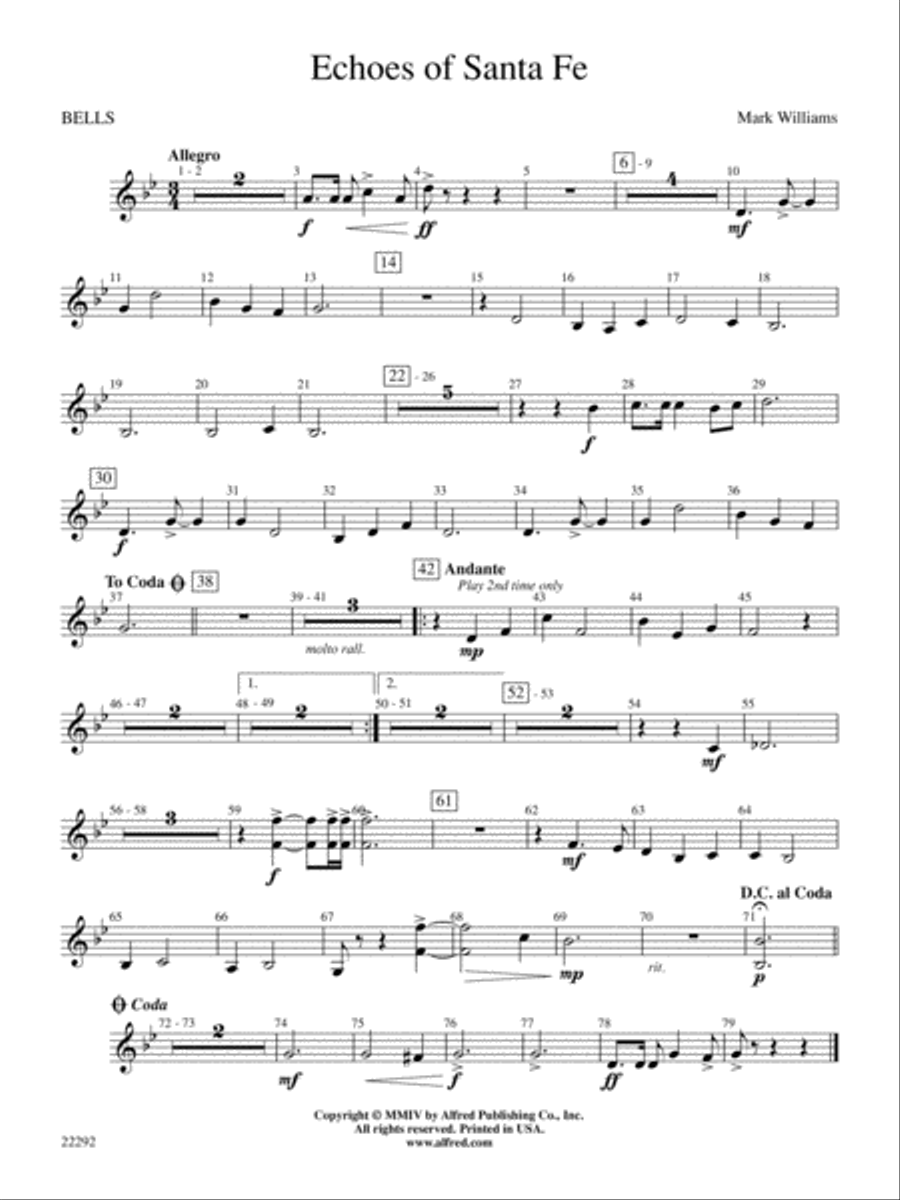Echoes of Santa Fe: Bells Concert Band scores gallery preview page 1