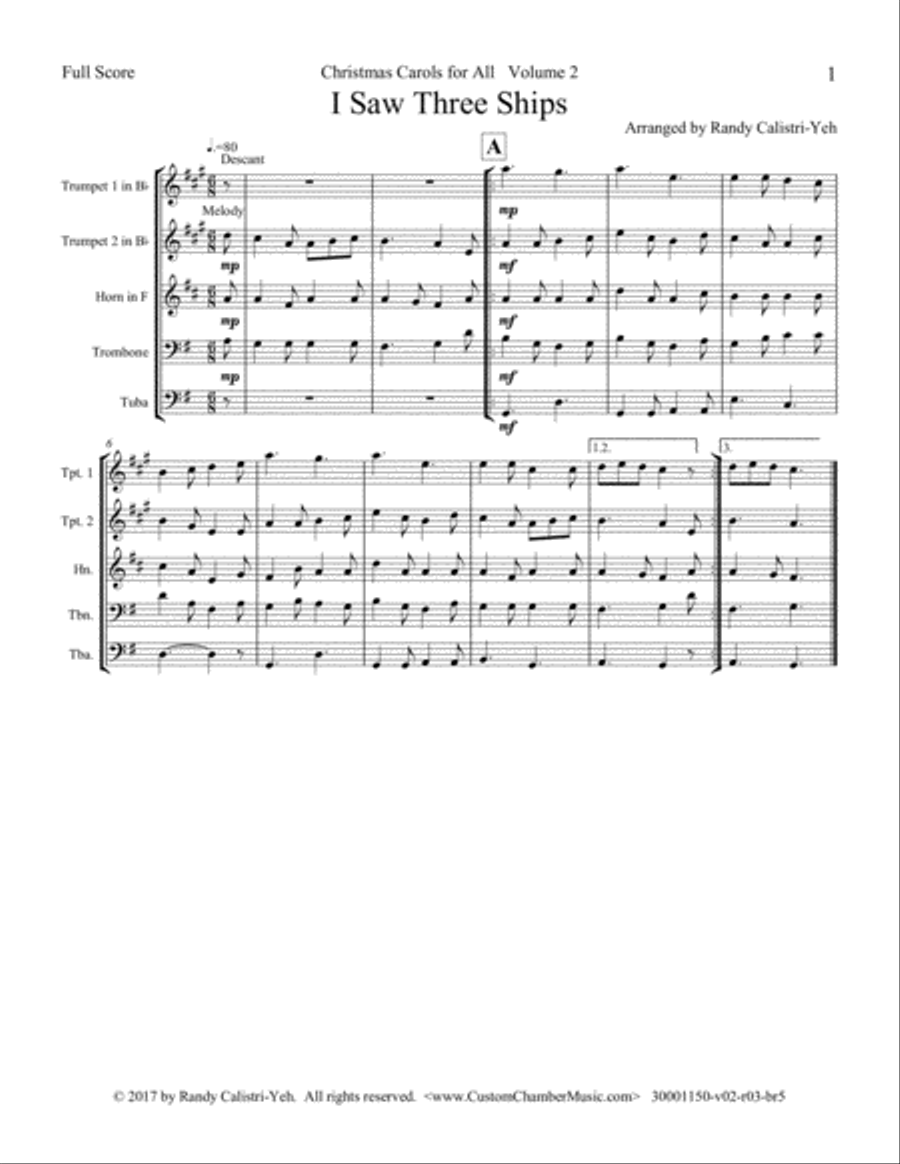 Christmas Carols for All, Volume 2 (for Brass Quintet) Brass Quintet scores gallery preview page 5