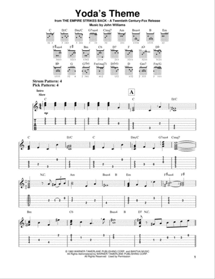 Yoda's Theme (from Star Wars: The Empire Strikes Back) Acoustic Guitar scores gallery preview page 1