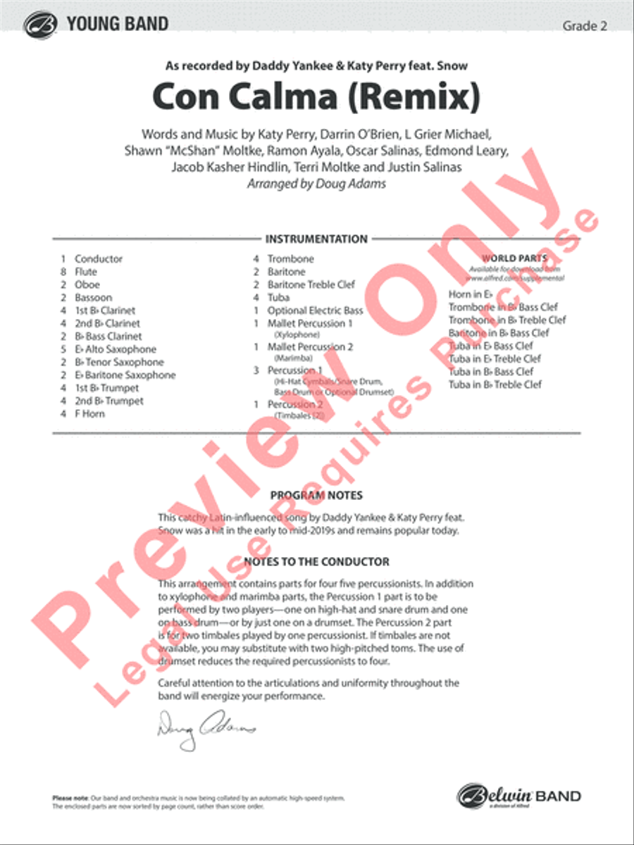 Con Calma (Remix) Concert Band scores gallery preview page 2