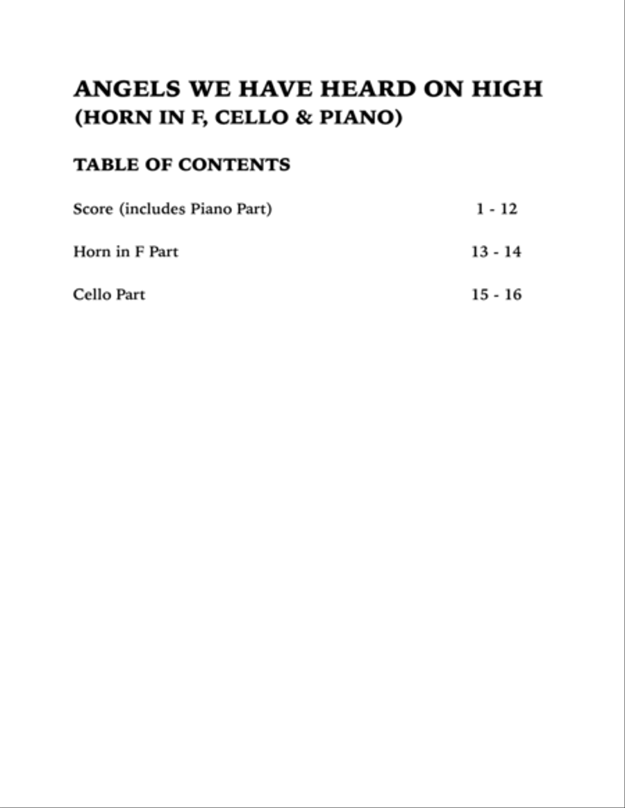 Angels We Have Heard on High (Trio for Horn in F, Cello and Piano) Small Ensemble scores gallery preview page 4
