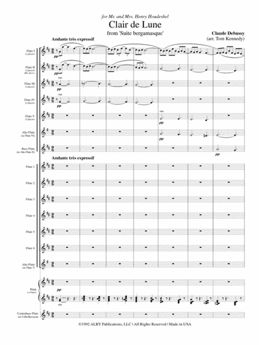 Clair de Lune for Double Flute Choir and Harp or Piano image number null