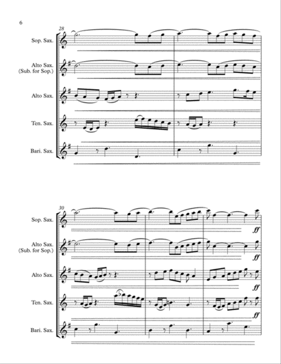 The Impossible Dream Saxophone Quartet scores gallery preview page 6
