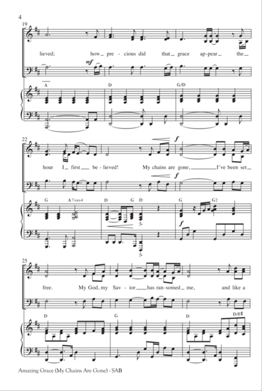 Amazing Grace (My Chains Are Gone) 3-Part scores gallery preview page 5