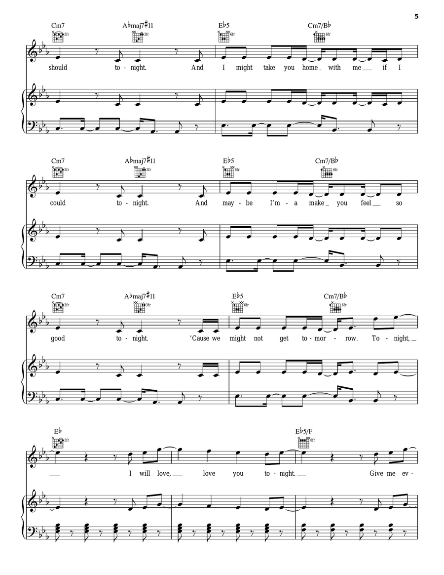 Give Me Everything (Tonight) Piano, Vocal, Guitar scores gallery preview page 5