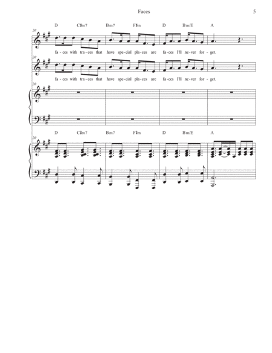 Faces Piano, Vocal, Guitar scores gallery preview page 5