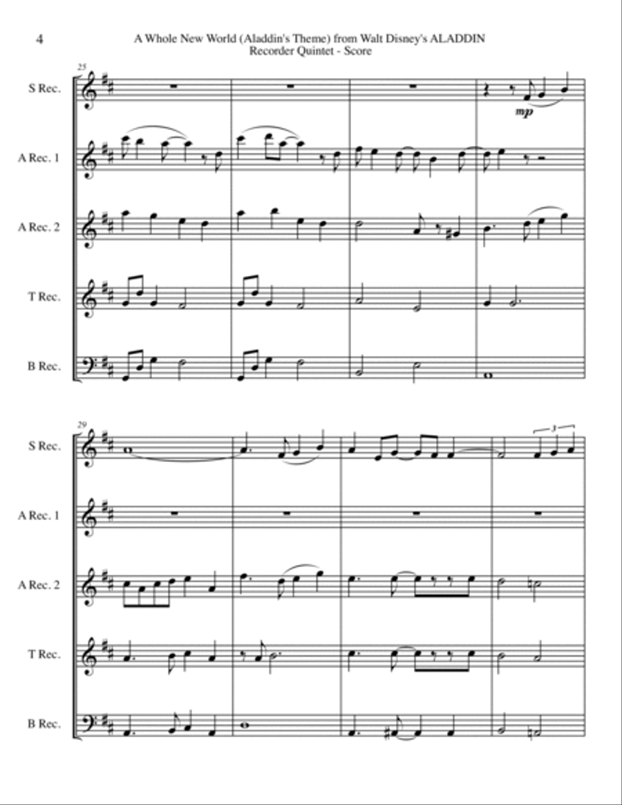 A Whole New World (from 'Aladdin') Small Ensemble scores gallery preview page 4