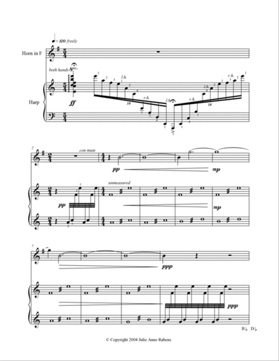 Meditation on a Fallen Leaf: for pedal harp and horn in F or cello