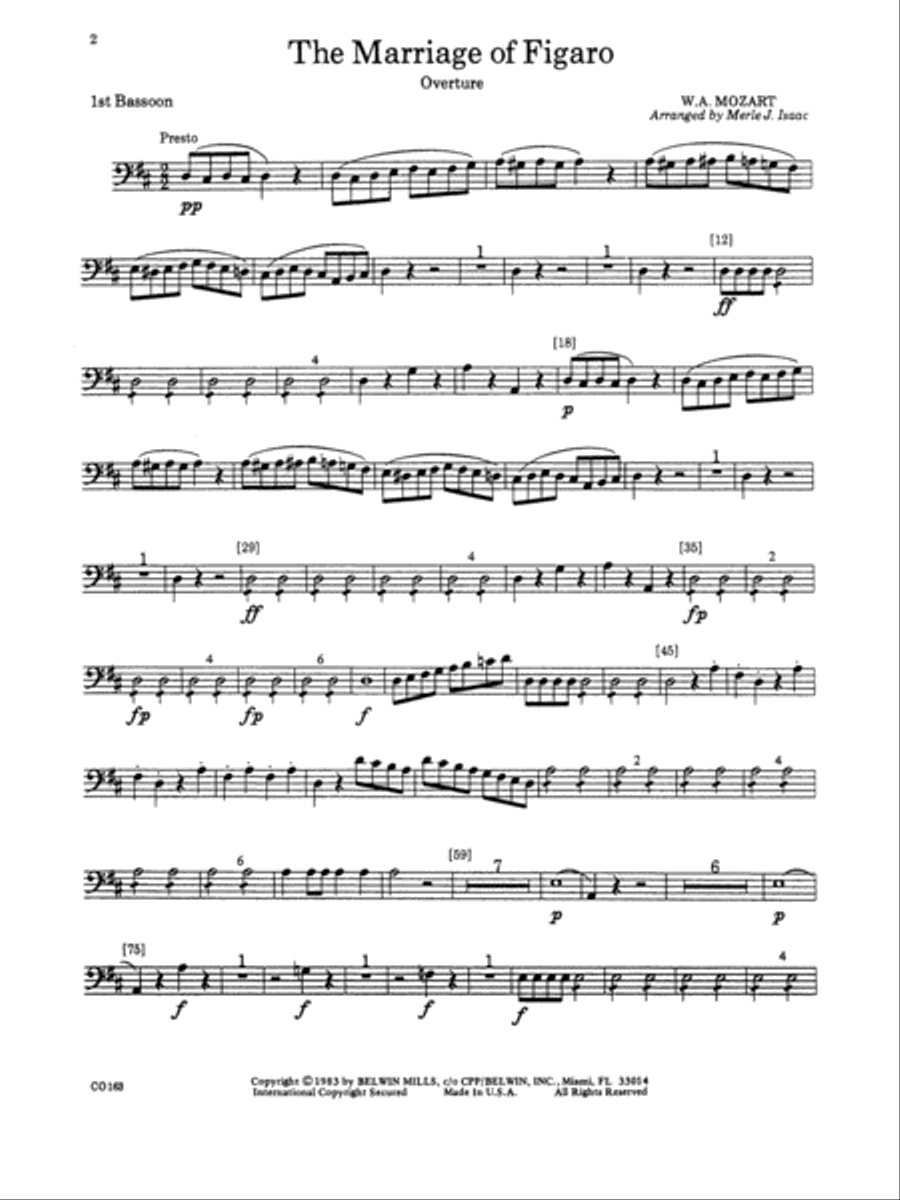 The Marriage of Figaro -- Overture: Bassoon Full Orchestra scores gallery preview page 1