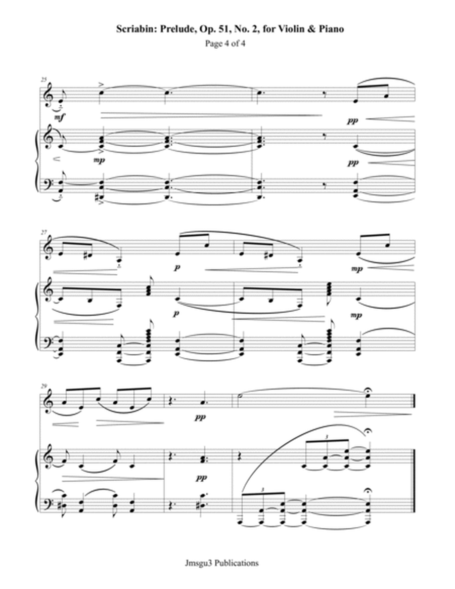 Scriabin: Prelude, Op. 51, No. 2 for Violin & Piano image number null