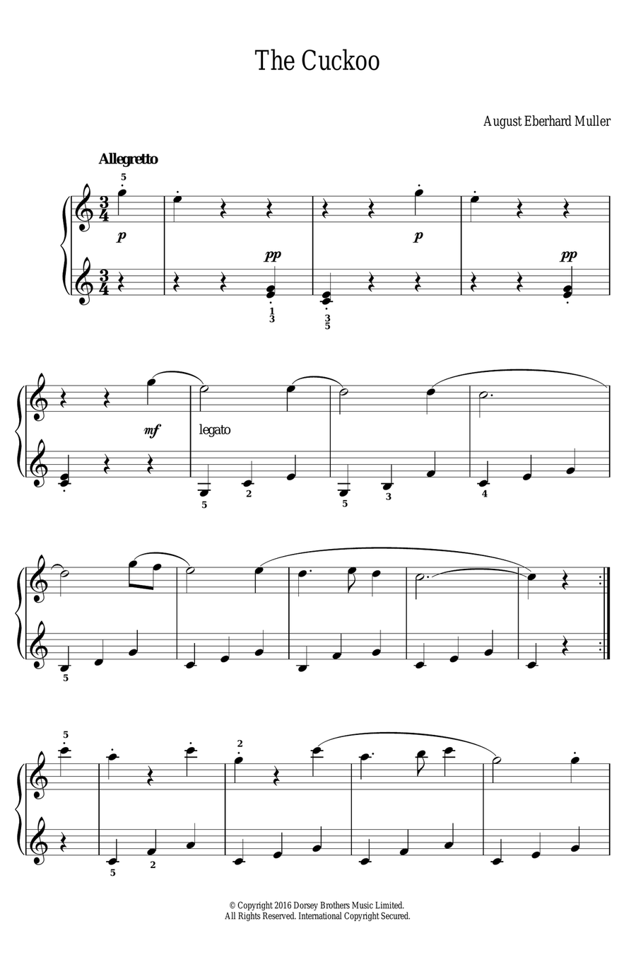 The Cuckoo Easy Piano scores gallery preview page 1