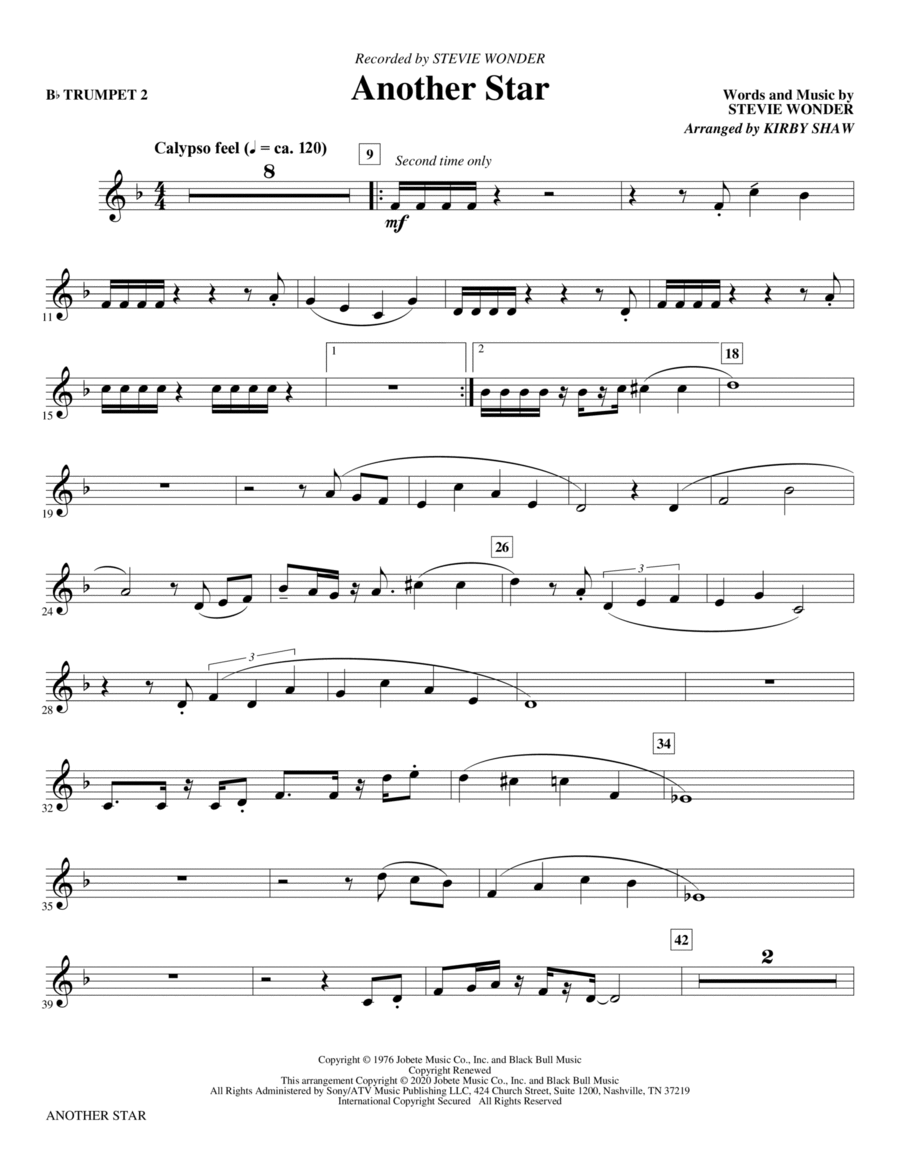 Another Star (arr. Kirby Shaw) - Bb Trumpet 2 Choir scores gallery preview page 1