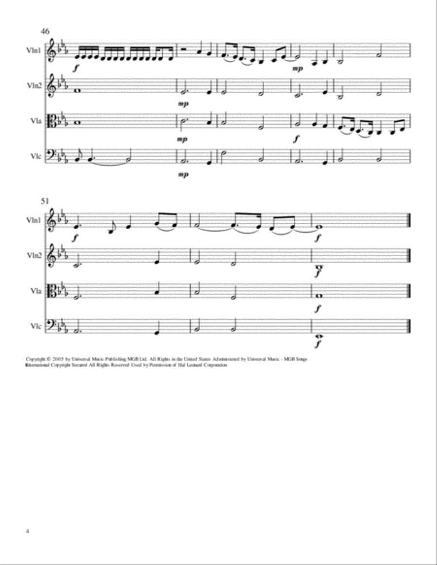 Fix You String Quartet scores gallery preview page 4