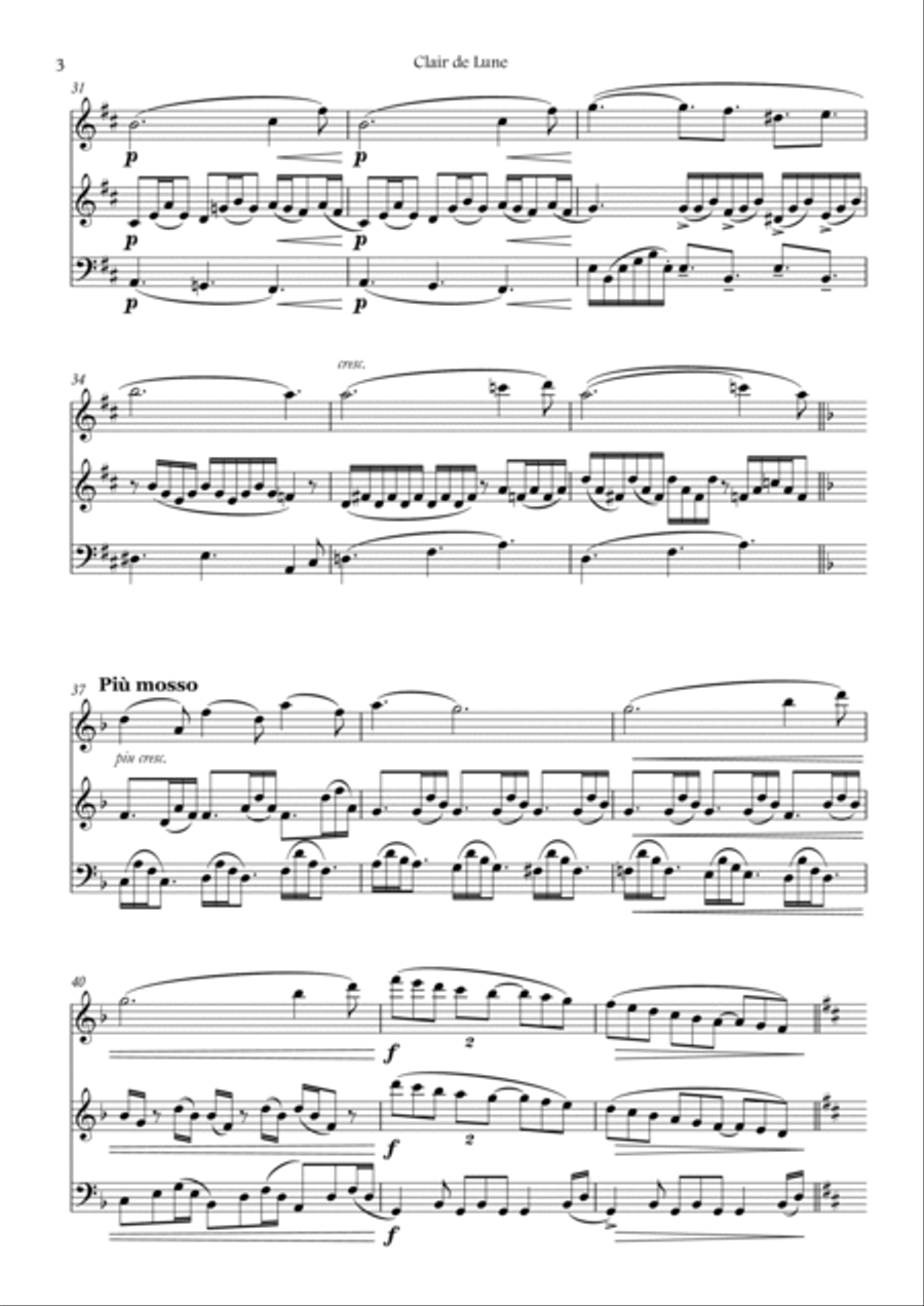 Clair de Lune (Trio - Flute - Clarinet in Bb - Bassoon) Clair de Lune (Trio - Flute - Clarinet in Bb - Bassoon) Woodwind Trio scores gallery preview page 3