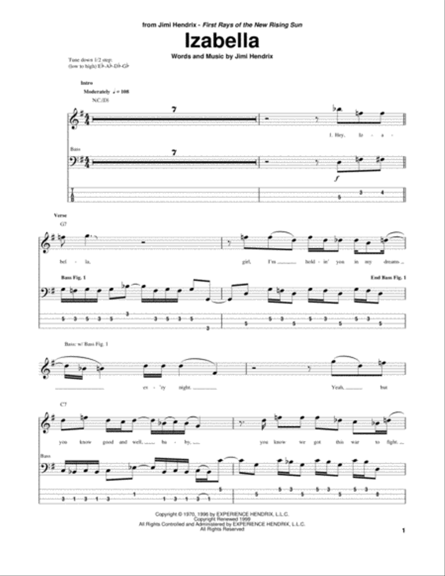 Izabella Guitar Tablature scores gallery preview page 1