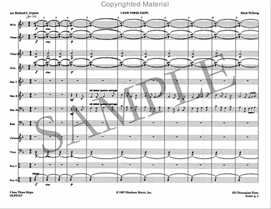 I Saw Three Ships Percussion Ensemble scores gallery preview page 2